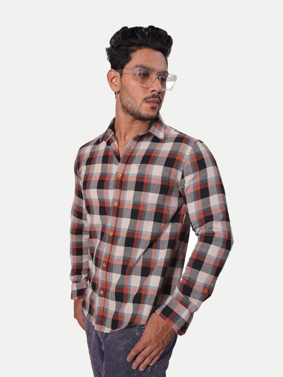 Men Brown Checked Regular Fit Casual cotton Shirt