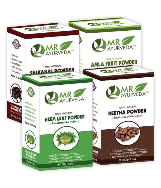 MR Ayurveda Shikakai, Amla, Neem & Reetha Powder Hair Scalp Treatment 400 g Pack of 4