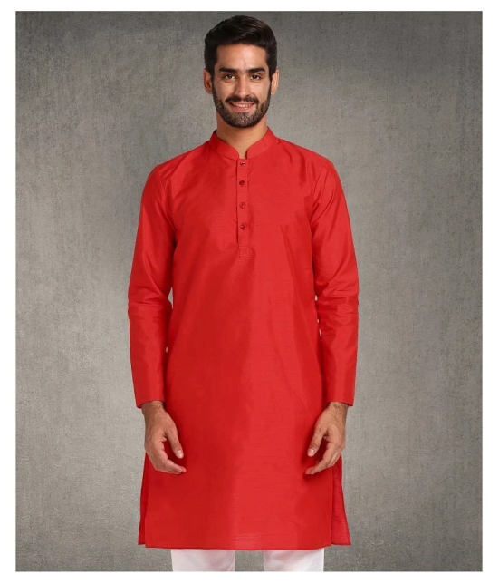 Hangup Red Silk Kurta Single - None