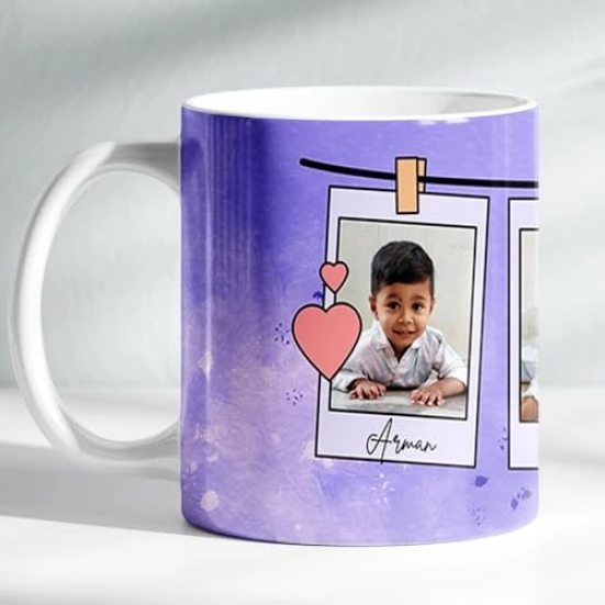 ForVano Personalized Gift Custom Photo Ceramic Mug for Birthday Pirfect Gift for Boyfriend, Girlfriend, Husband, Sister, Brother, Wife Purple Theme