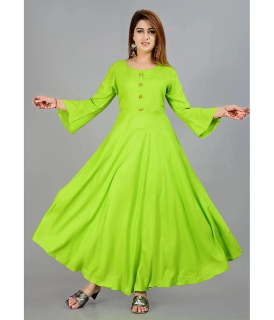 Smien - Lime Green Rayon Womens Anarkali Kurti ( Pack of 1 ) - None