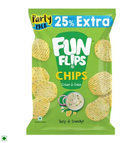 Fun Flips Potato Chips in cream & onion flavour 11gm