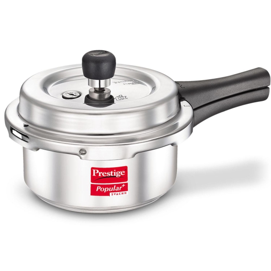 Prestige Popular Plus Svachh Virgin Aluminium Spillage Control Pressure Cooker, 2 L (Silver)