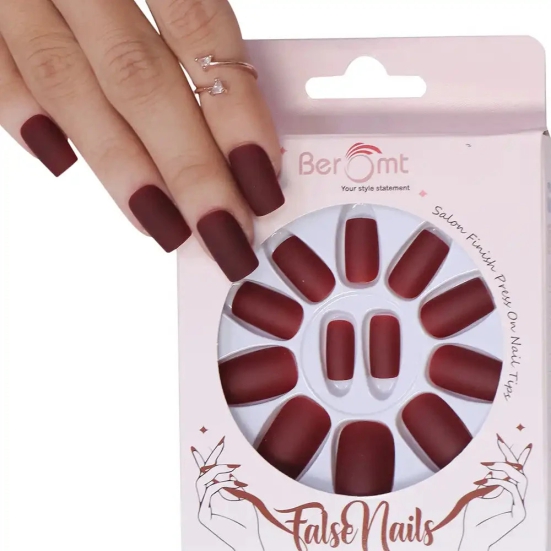 MATTE SQUARE NAILS (NAIL KIT INCLUDED)-Spanish Brown