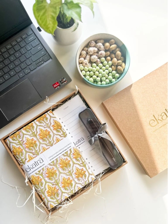 Sustainable Productivity Gift hamper by Ekatra - Yellow Floral