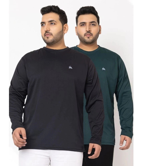 YHA Cotton Blend Regular Fit Solid Full Sleeves Mens T-Shirt - Black ( Pack of 2 ) - None