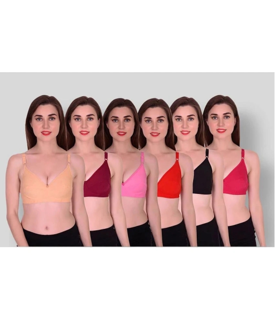 Kiran Enterprises - Multicolor Cotton Blend Non Padded Womens Everyday Bra ( Pack of 6 ) - None