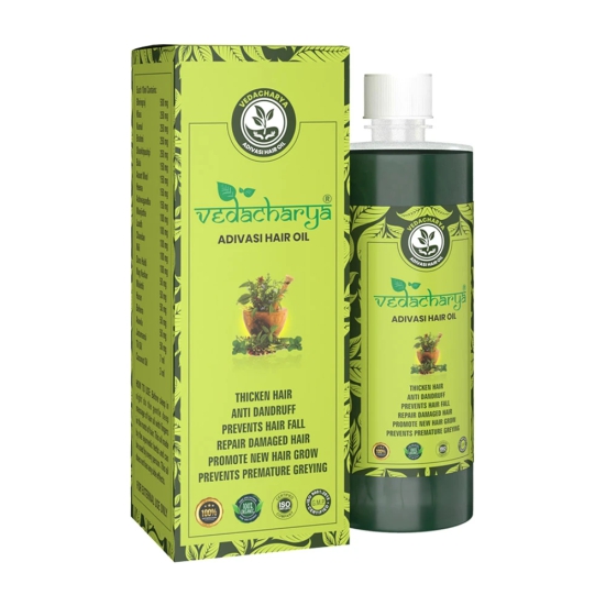 Vedacharya Adivasi Hair Oil Long & Shiny Strong Hairs| Control Damage,Split-ends & Hairfall Hair Oil (500 ml)