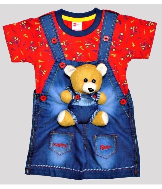 Wise Guys - Red & Blue Denim Baby Boy,Baby Girl Dungaree Sets ( Pack of 1 ) - None