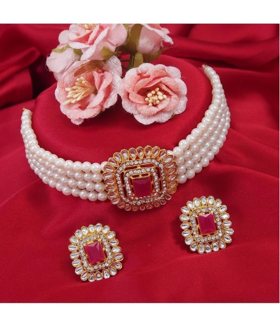 Padmavati Bangles Pink Alloy Necklace Set ( Pack of 1 ) - Pink