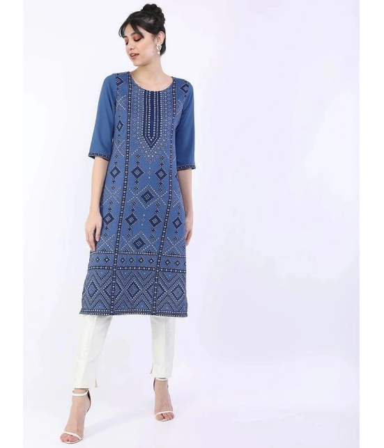 Ketch Polyester Printed Straight Womens Kurti - Blue ( Pack of 1 ) - None