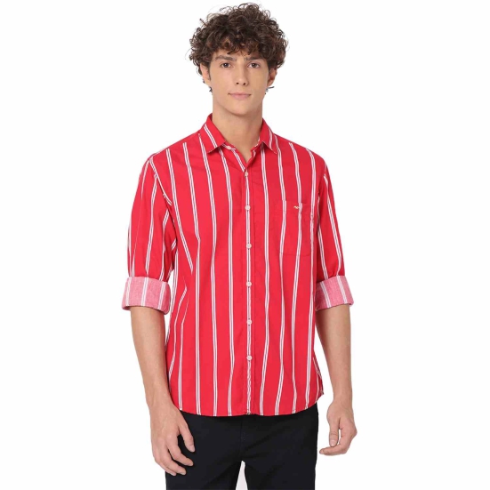 Red & White Candy Stripe Slim Fit Casual Shirt