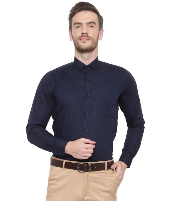 SREY - 100% Cotton Slim Fit Navy Blue Mens Formal Shirt ( Pack of 1 ) - None