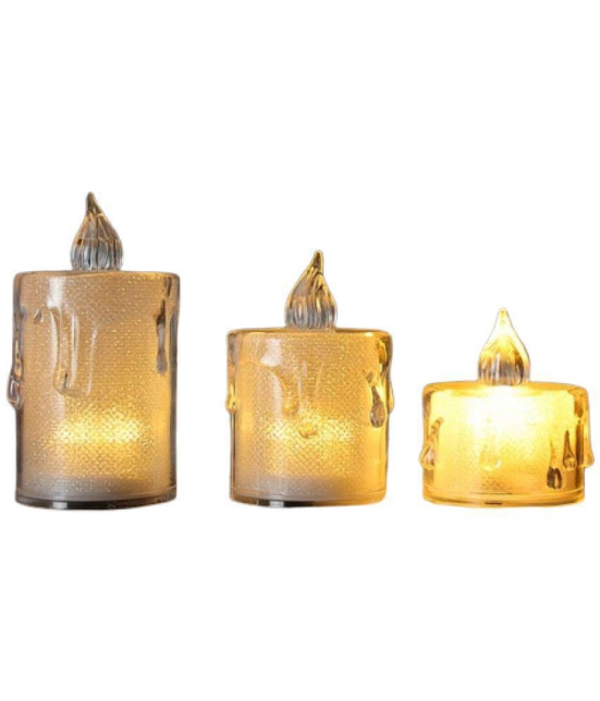 VARKAUS - Off White LED Tea Light Candle 8 cm ( Pack of 3 )