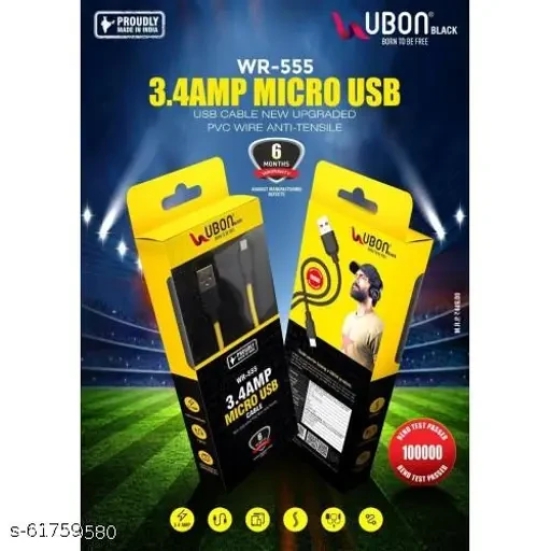 Ubon WR-555 3.4Amp Micro/V8 USB Cable (Black)