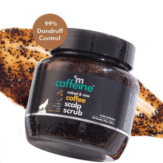 mCaffeine Naked & Raw Coffee Scalp Scrub for Dandruff Control & Scalp Exfoliation (250 gm)