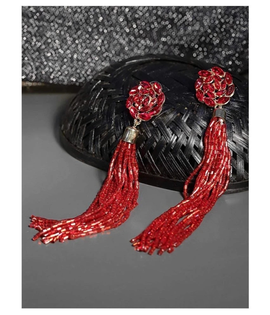 YouBella Jewellery Valentine Collection Celebrity Inspired Tassle Earrings for Girls and Women (Red) - Red