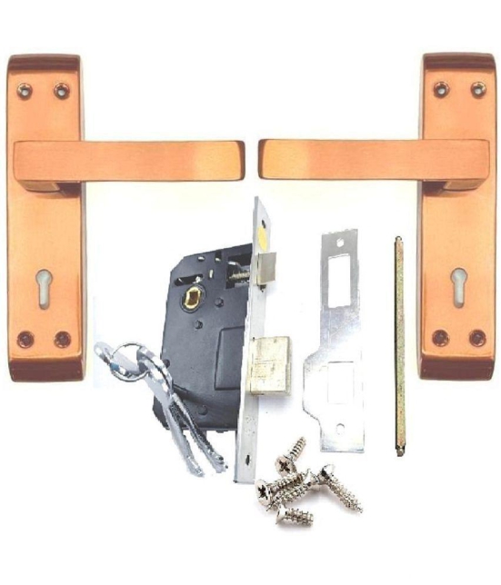 Onmax Stainless Steel High Quality Premium Range Lock Slim Mortise Door Lock Set Size 7 Inch Double Action Brass Latch Brass Bhogli with Rose Gold Finish  Pack of 1 set, Rustfree for Outdoor