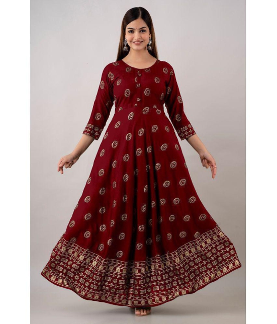 Kapadia - Maroon Rayon Women''s Anarkali Kurti ( Pack of 1 ) - None