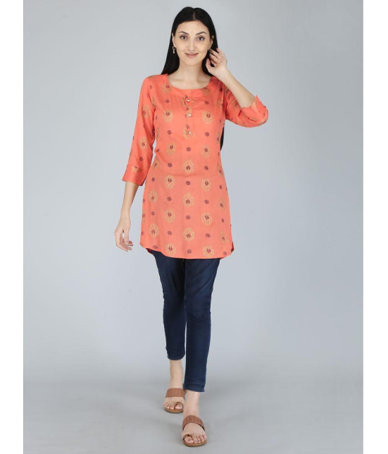 JC4U - Peach Rayon Womens Straight Kurti ( Pack of 1 ) - None