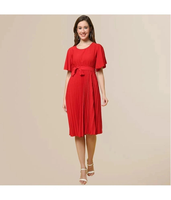 Fabflee - Red Polyester Womens Fit & Flare Dress ( Pack of 1 ) - None