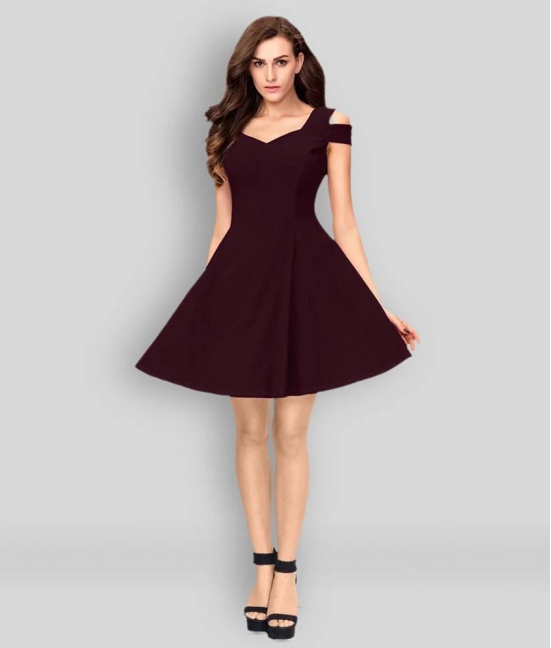 Addyvero - Maroon Cotton Lycra Womens Skater Dress ( Pack of 1 ) - None