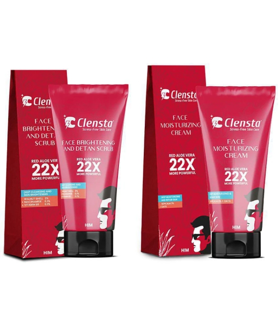 Clensta Face Brightening & Detan Scrub With 3% Walnut Shell 50 gm & Clensta Face Moisturizing Cream With 3% Sepicalm & Goodness of Oats 50 gm