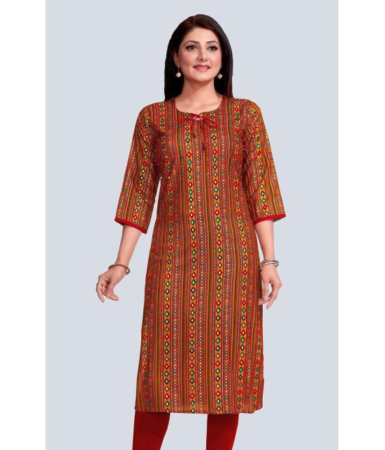 Meher Impex Rayon Embellished Straight Womens Kurti - Mustard ( Pack of 1 ) - None