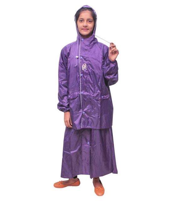 Goodluck Nylon Raincoat Set - Purple - XL