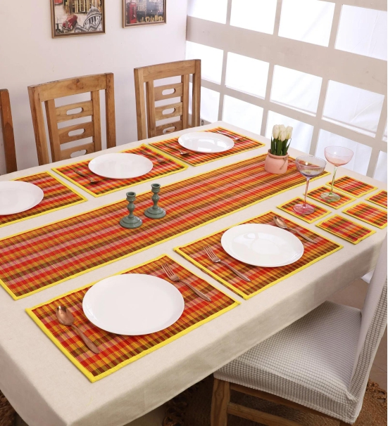 Bamboo Dining Mats - Multi Yellow (Set of 13)