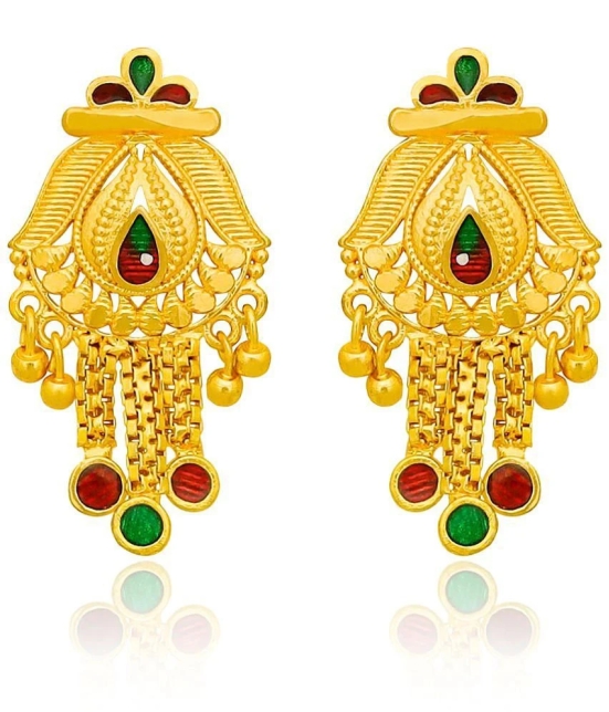 LUV FASHION Golden Jhumki Earrings ( Pack of 1 ) - Golden