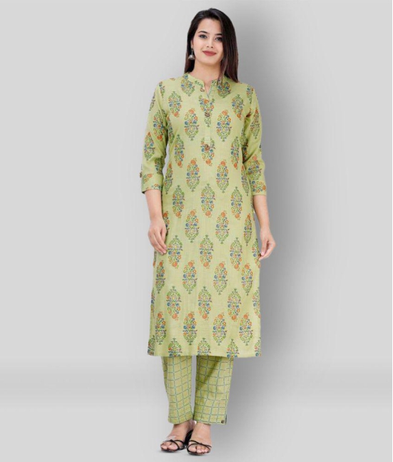 HIGHLIGHT FASHION EXPORT - Lime Green Straight Rayon Womens Stitched Salwar Suit ( Pack of 1 ) - L