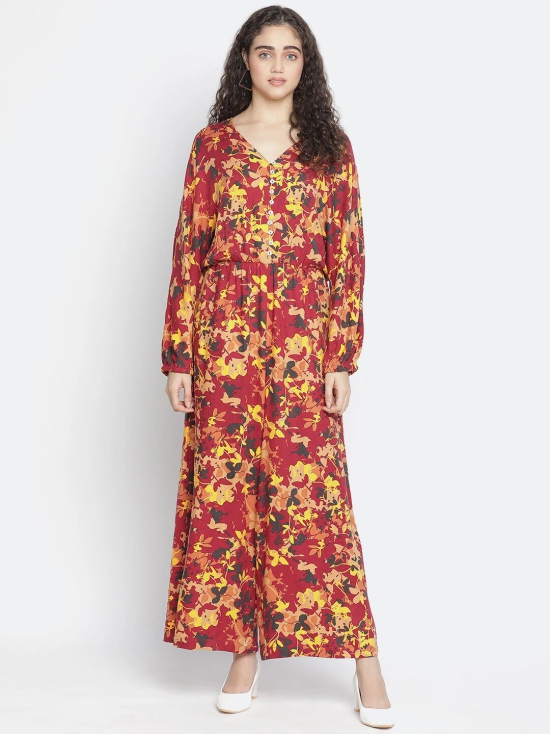 Oxolloxo Red & Yellow Printed Basic Jumpsuit