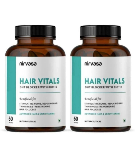 Nirvasa Hair Vitals Biotin Tablets, Hair Supplement with Beta, Sitosterol 60 tablets (Pack of 2)