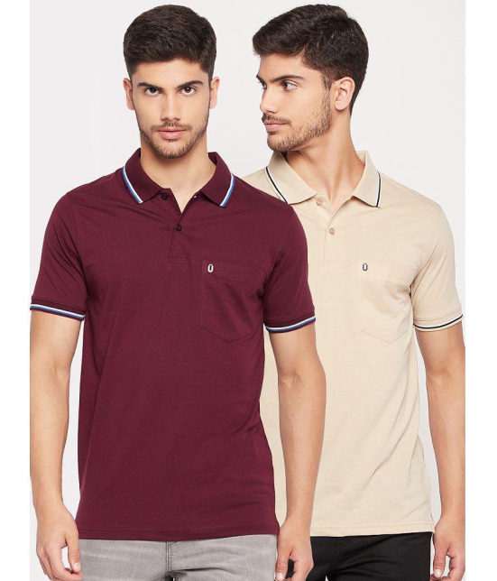 UNIBERRY - Maroon Cotton Blend Regular Fit Mens Polo T Shirt ( Pack of 2 ) - None