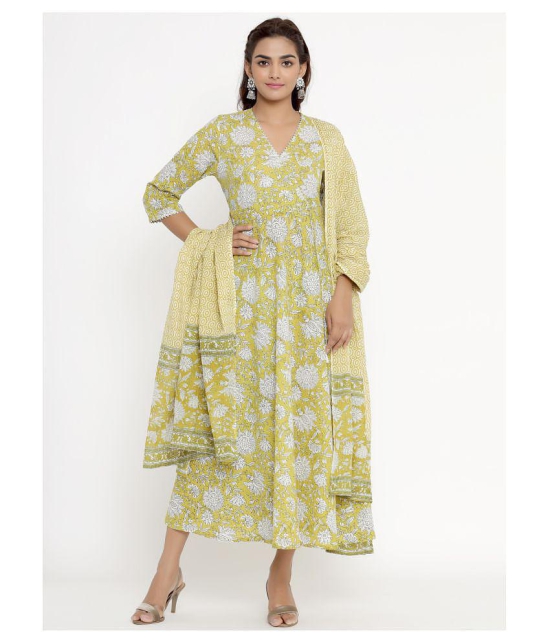 miravan Yellow Cotton Anarkali Kurti - - 3XL