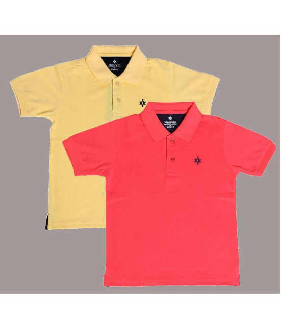 NEUVIN - Multi Color Cotton Blend Boys Polo T-Shirt ( Pack of 2 ) - None