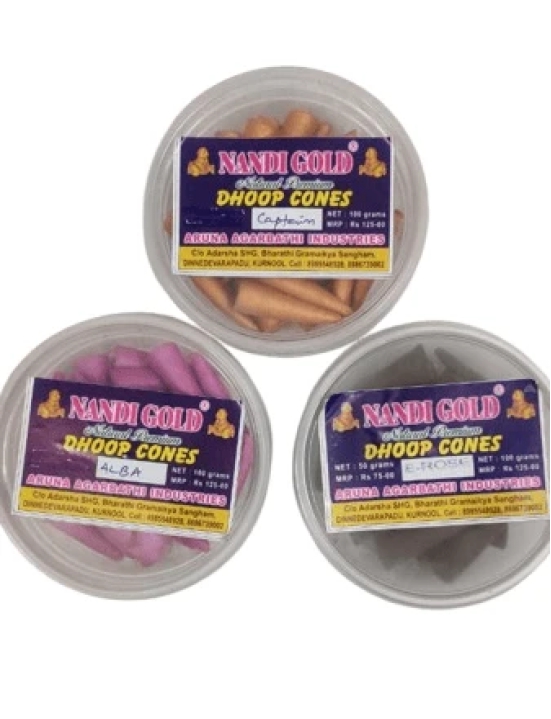 Dhoop Cones Natural Incense Pack of 3 | 3 Fragnance In Pack (1x E-Rose, 1x Captain, 1x Alba)