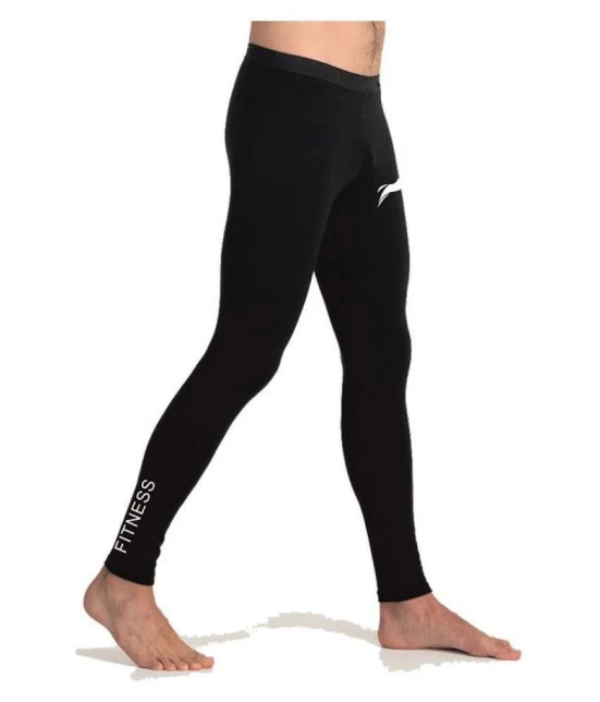 Rider Full Length Compression Lower Tights Multi Sports Exercise/Gym/Running/Yoga/Other Outdoor ineer wear for Sports - Skin Tight Fitting - Black Color - L