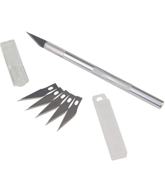 ECLET Art and Craft Detail Pen Knife with 5 Interchangeable Sharp Blades for Carving & Mat Cutting (1 Knife + 5 Blades Set)