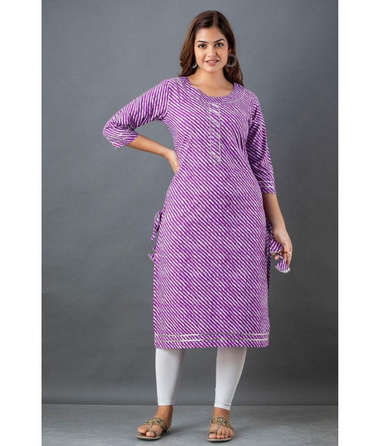 Lee Moda - Purple Cotton Women''s Straight Kurti ( Pack of 1 ) - None