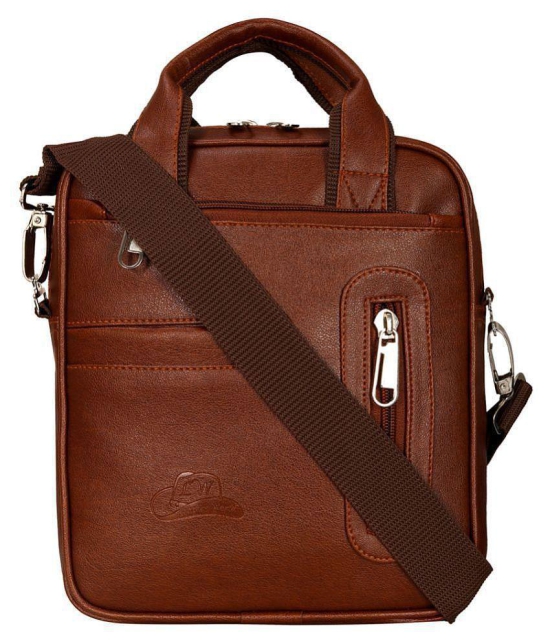 Leather World Messenger Bag Tan Leather Casual Messenger Bag - Tan