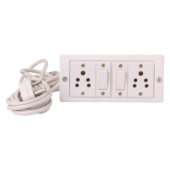 INDRICO Power Strip Extension Multi Outlet Board Fitted with 2 Anchor Sockets(5 Amp),2 Anchor Switch and 4 Metre Wire with 5 Amp Plug