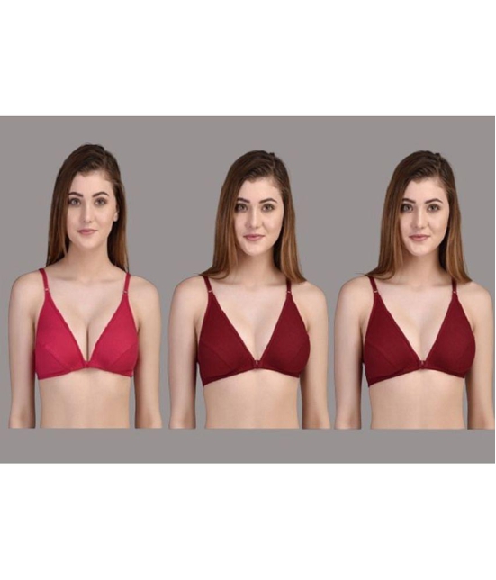 Zourt - Multicolor Cotton Non Padded Women's T-Shirt Bra ( Pack of 3 ) - None