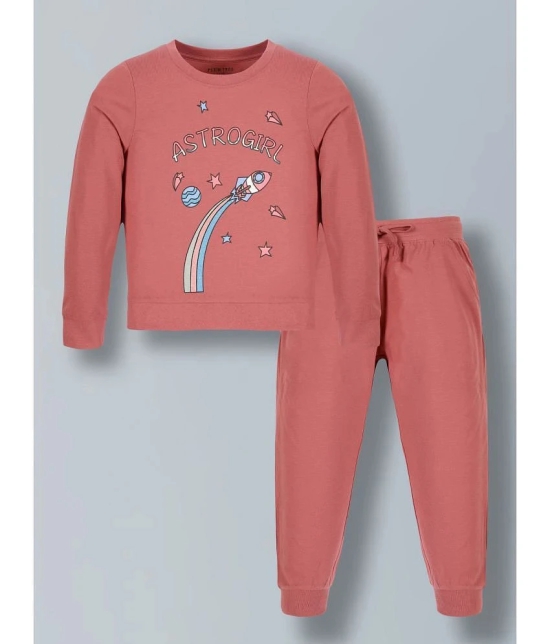 PLUM TREE Pink Cotton Girls Sweatshirt With Joggers ( Pack of 1 ) - None