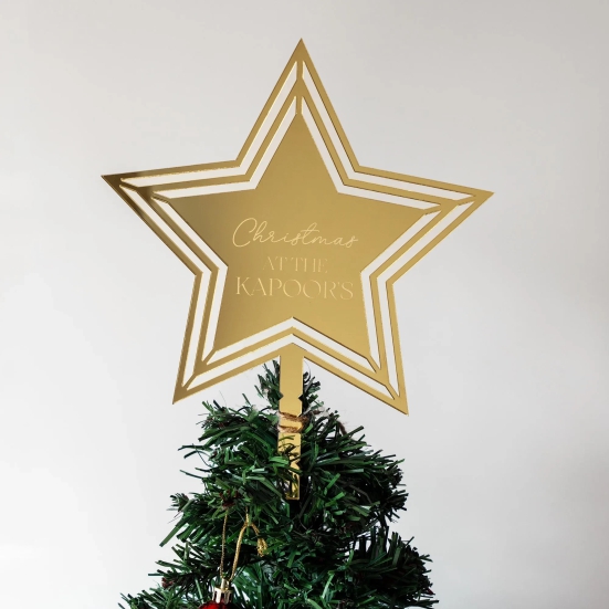 Personalized Tree Topper - Star - COD Not Applicable-Medium / Gold