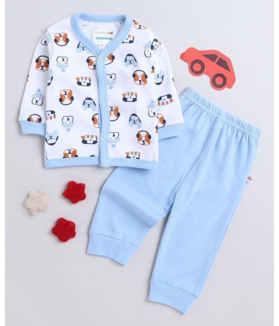 BUMZEE Off White Cotton Baby Boy T-Shirt & Pyjama Set ( Pack of 1 ) - None