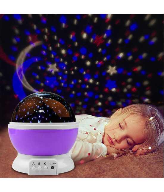 Gatih Star Master Colorful LED 360 Degree Rotating Moon Light Projector Night Lamp with USB Cable Kids Room Night Bulb - Pack Of 1 - Multicolor