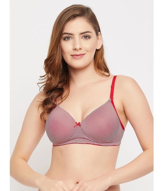 Clovia - Red Cotton Blend Lightly Padded Womens T-Shirt Bra ( Pack of 1 ) - None