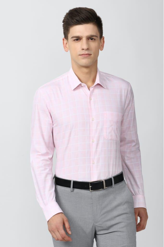 Men Pink Slim Fit Formal Full Sleeves Formal Shirt